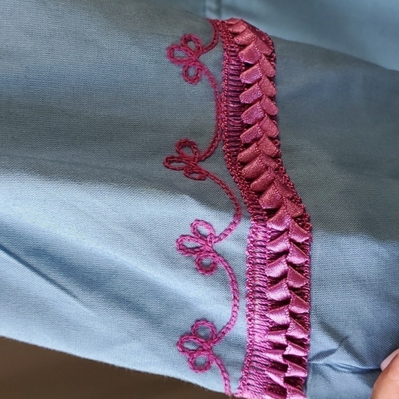 Mods international Bohemian, style dress, medium blue with purple enbroidery. M - Picture 6 of 12